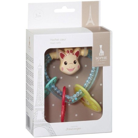 Hochet Coeur - SOPHIE LA GIRAFE - Billes colorées - Médaillons sonor