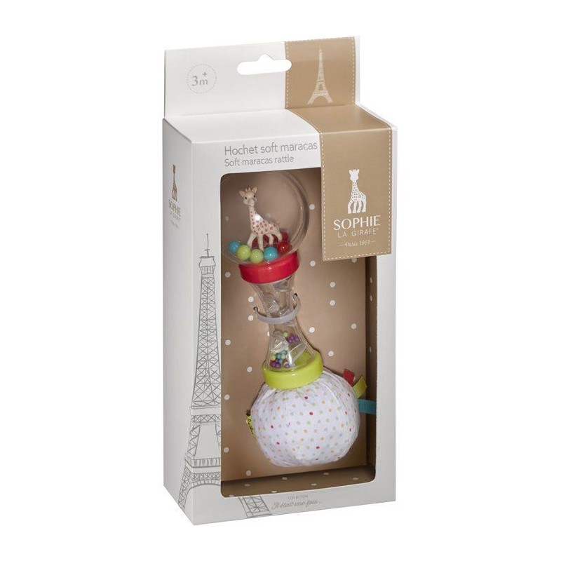 Hochet - SOPHIE LA GIRAFE - Soft Maracas - Billes a agiter - Textile d