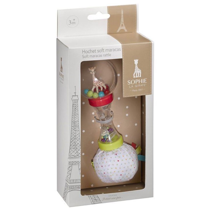Hochet - SOPHIE LA GIRAFE - Soft Maracas - Billes a agiter - Textile doux - Poignée avec billes Hochet - SOPHIE LA GIRAFE - Soft Maracas - Billes a agiter - Textile doux - Poignée avec billes