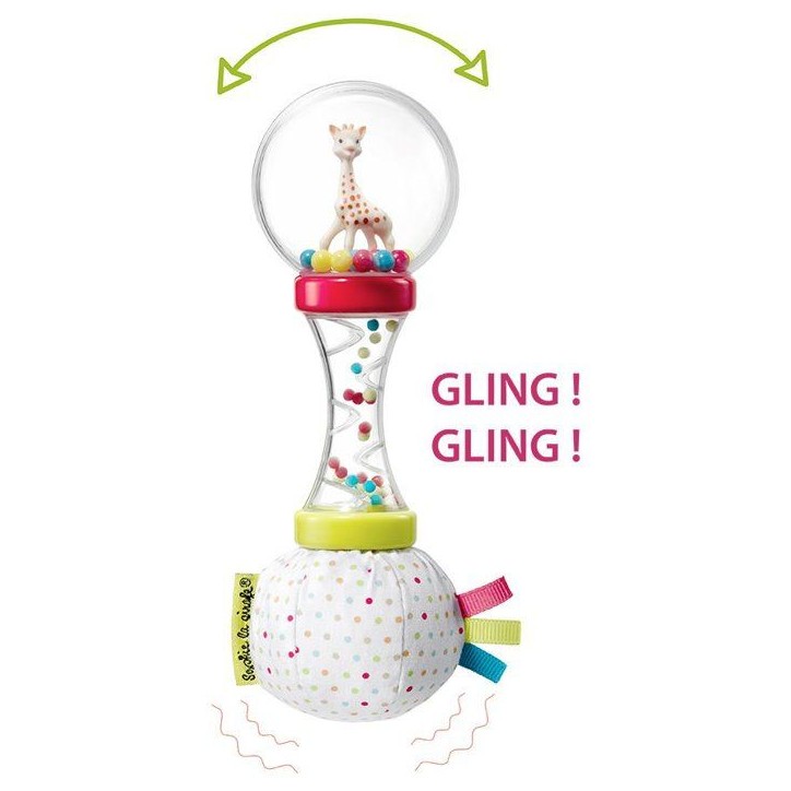 Hochet - SOPHIE LA GIRAFE - Soft Maracas - Billes a agiter - Textile doux - Poignée avec billes Hochet - SOPHIE LA GIRAFE - Soft Maracas - Billes a agiter - Textile doux - Poignée avec billes