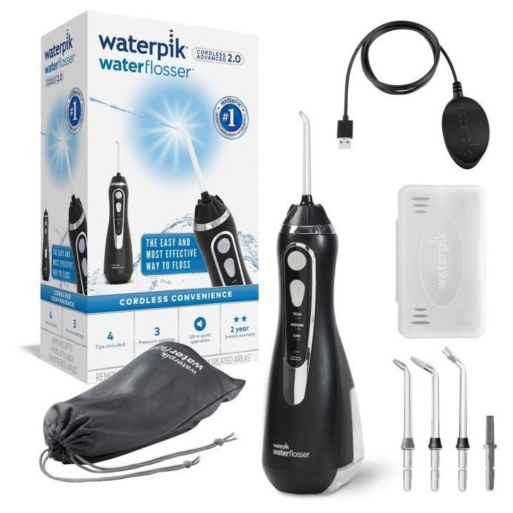 Jet Dentaire - WATERPIK - WP-582 Advanced - Sans Fil - Rechargeable - 3 Niveaux de pression - 4 Embouts Jet Dentaire - WATERPIK - WP-582 Advanced - Sans Fil - Rechargeable - 3 Niveaux de pression - 4 Embouts