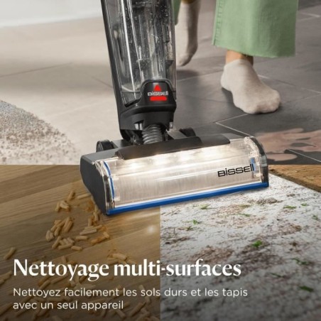 BISSELL CrossWave OmniFind Select - Aspirateur Balai Laveur Sans Fil - LED FurFinder pour Détection Facile Saletés & Poils Ani