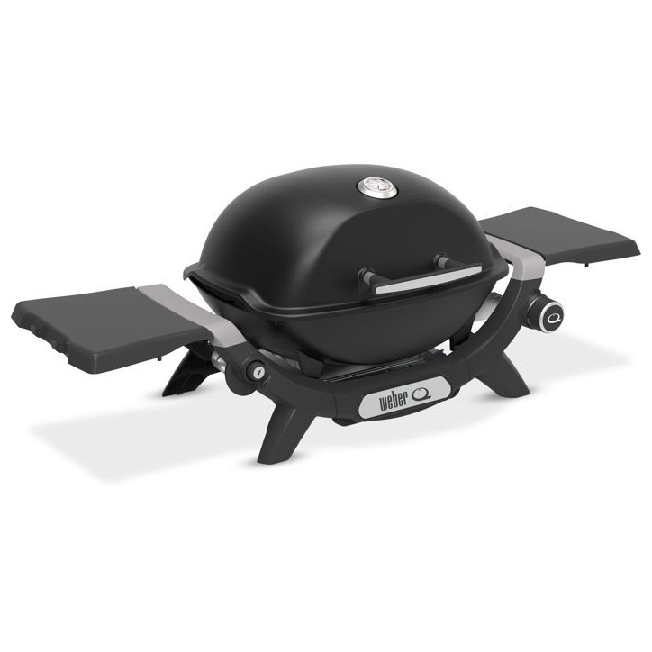 Barbecue a gaz - Weber - Q1200N - 2,94kW - 1 brûleur en acier inoxydable - Deux tablettes d'appoint - Fonte émaillée- Noir Barbecue a gaz - Weber - Q1200N - 2,94kW - 1 brûleur en acier inoxydable - Deux tablettes d'appoint - Fonte émaillée- Noir