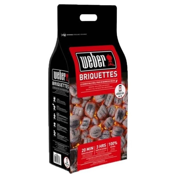 Sac de 8kg de briquettes - WEBER - 17591 Sac de 8kg de briquettes - WEBER - 17591