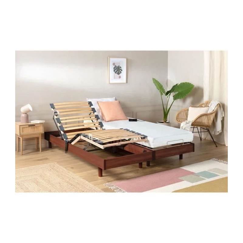 Ensemble relaxation TALCA matelas + sommiers électriques décor ceris