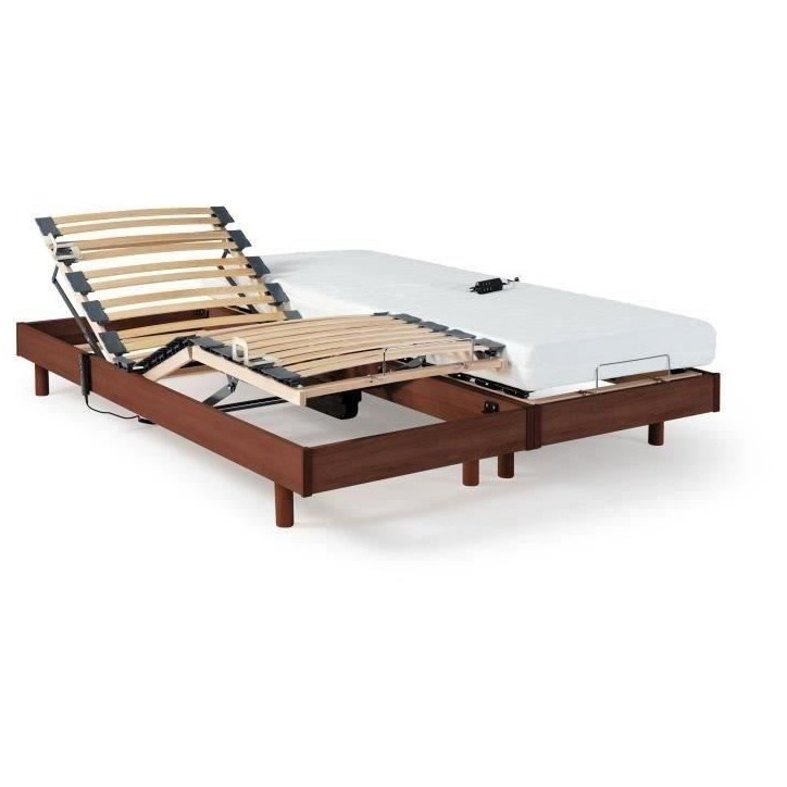 Ensemble relaxation TALCA matelas + sommiers électriques décor cerisier 2x70x190 - Mousse - 14 cm - Ferme Ensemble relaxation TALCA matelas + sommiers électriques décor cerisier 2x70x190 - Mousse - 14 cm - Ferme