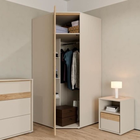 Armoire d'angle - WEXLIN - Décor Sable - 1 porte battante - L92,2 x P92,2 x H193,7 cm