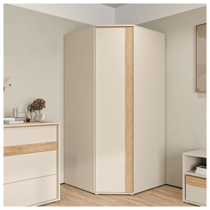 Armoire d'angle - WEXLIN - Décor Sable - 1 porte battante - L92,2 x P92,2 x H193,7 cm Armoire d'angle - WEXLIN - Décor Sable - 1 porte battante - L92,2 x P92,2 x H193,7 cm
