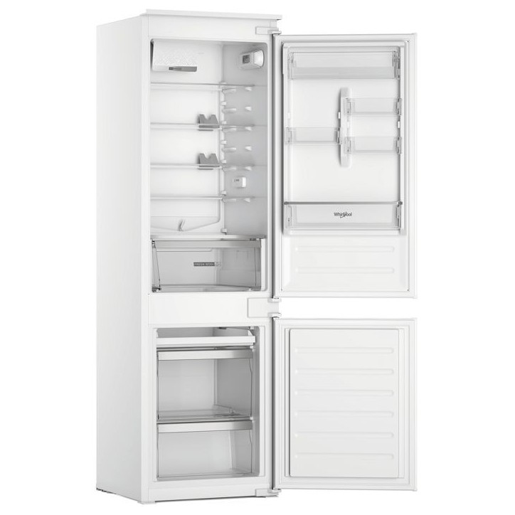 Réfrigérateur combiné - WHIRLPOOL - Intégrable - 268 L - 6e sens - Froid Brassé - Glissieres invisibles - Classe D - 177x54 Réfrigérateur combiné - WHIRLPOOL - Intégrable - 268 L - 6e sens - Froid Brassé - Glissieres invisibles - Classe D - 177x54