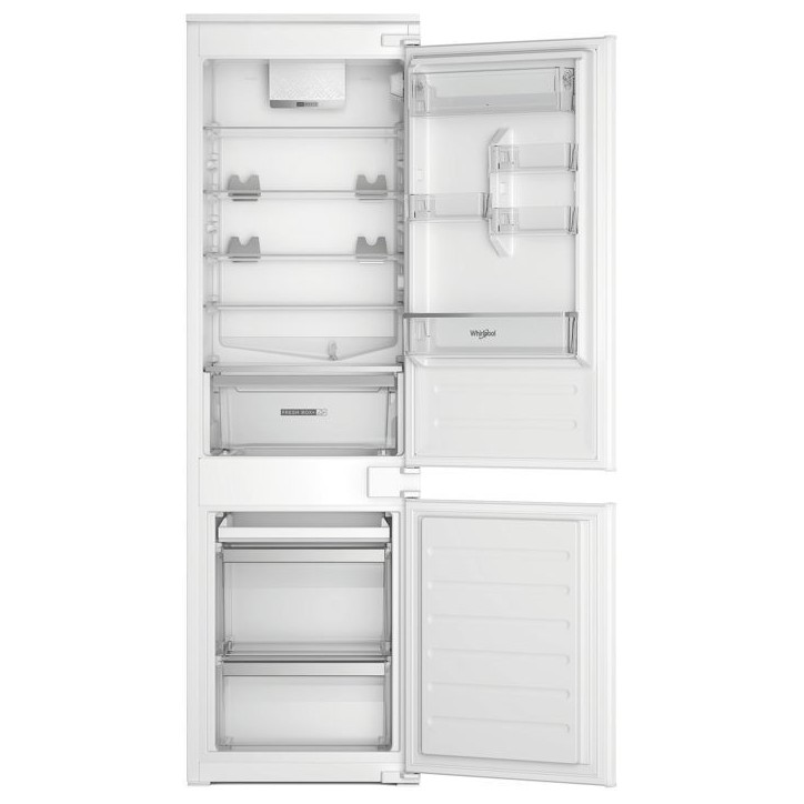 Réfrigérateur combiné - WHIRLPOOL - Intégrable - 268 L - 6e sens - Froid Brassé - Glissieres invisibles - Classe D - 177x54 Réfrigérateur combiné - WHIRLPOOL - Intégrable - 268 L - 6e sens - Froid Brassé - Glissieres invisibles - Classe D - 177x54