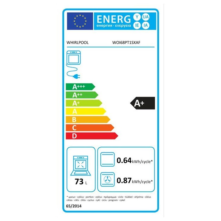 Four encastrable - Pyrolyse - WHIRLPOOL - WOI68PT1SXAF - Inox - 73 L - 59,5 x 56,4 x 59,7 cm Four encastrable - Pyrolyse - WHIRLPOOL - WOI68PT1SXAF - Inox - 73 L - 59,5 x 56,4 x 59,7 cm