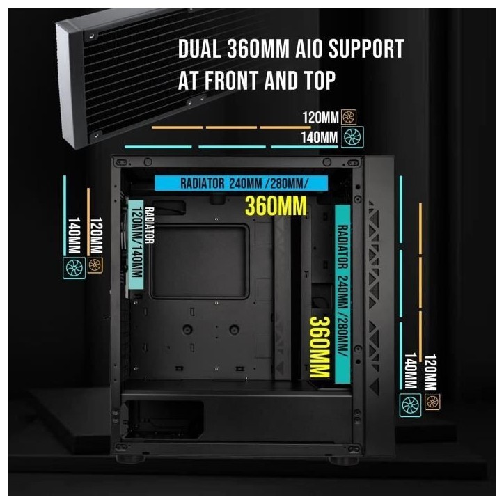 Boitier PC sans alimentation - BITFENIX Tracery ARGB (Noir) - Moyen tour - Format E-ATX Boitier PC sans alimentation - BITFENIX Tracery ARGB (Noir) - Moyen tour - Format E-ATX