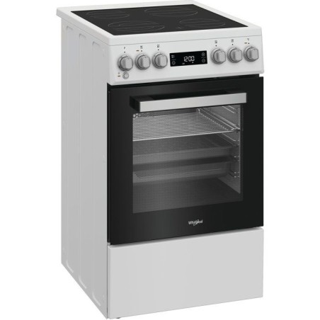 Cuisiniere vitrocéramique - WHIRLPOOL - W5V5LCW - 4 foyers - 7900 W - L50 cm - Blanc