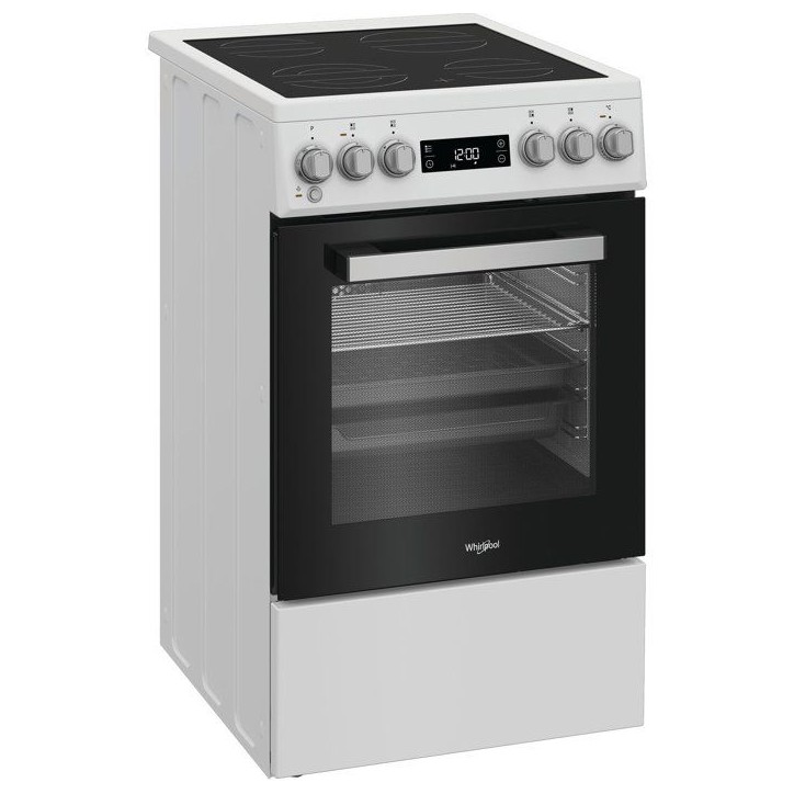 Cuisiniere vitrocéramique - WHIRLPOOL - W5V5LCW - 4 foyers - 7900 W - L50 cm - Blanc