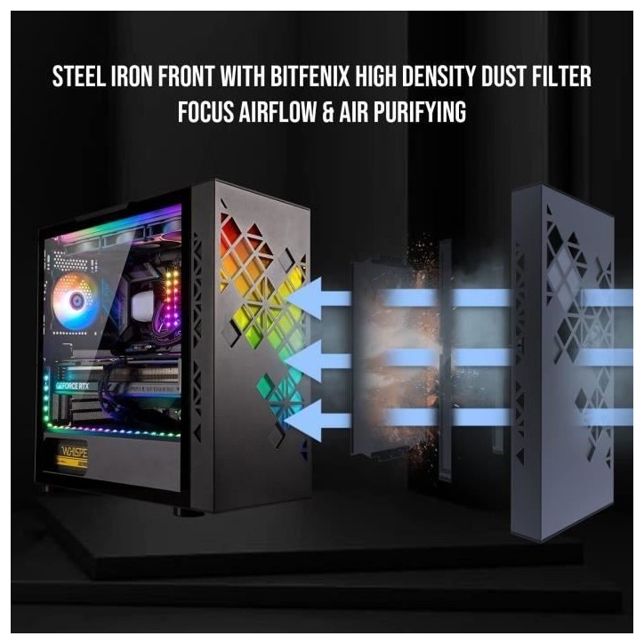 Boitier PC sans alimentation - BITFENIX Tracery ARGB (Noir) - Moyen tour - Format E-ATX Boitier PC sans alimentation - BITFENIX Tracery ARGB (Noir) - Moyen tour - Format E-ATX