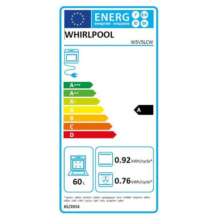 Cuisiniere vitrocéramique - WHIRLPOOL - W5V5LCW - 4 foyers - 7900 W - L50 cm - Blanc
