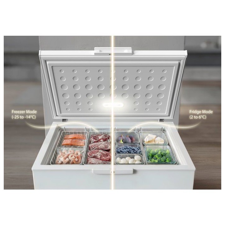 Congélateur coffre - WHIRLPOOL - W3RHS37EW2 - Classe E - 371L - 40db(A) - Serrure - Fonctionne en piece froide (-15°) - 85x133 Congélateur coffre - WHIRLPOOL - W3RHS37EW2 - Classe E - 371L - 40db(A) - Serrure - Fonctionne en piece froide (-15°) - 85x133