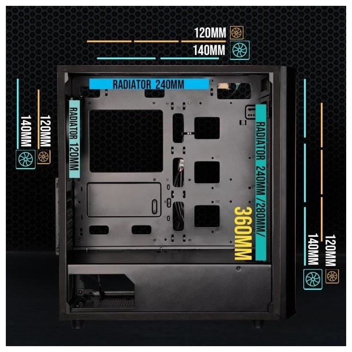 Boitier PC sans alimentation - BITFENIX Saber Mesh (Noir) - Moyen tour - Format ATX Boitier PC sans alimentation - BITFENIX Saber Mesh (Noir) - Moyen tour - Format ATX