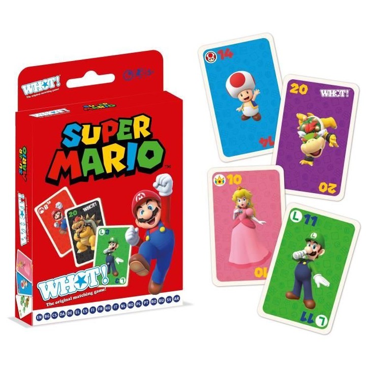 Whot! Super Mario - Jeu de cartes - WINNING MOVES - Jeu de cartes aux couleurs de Super Mario pour toute la famille. Whot! Super Mario - Jeu de cartes - WINNING MOVES - Jeu de cartes aux couleurs de Super Mario pour toute la famille.