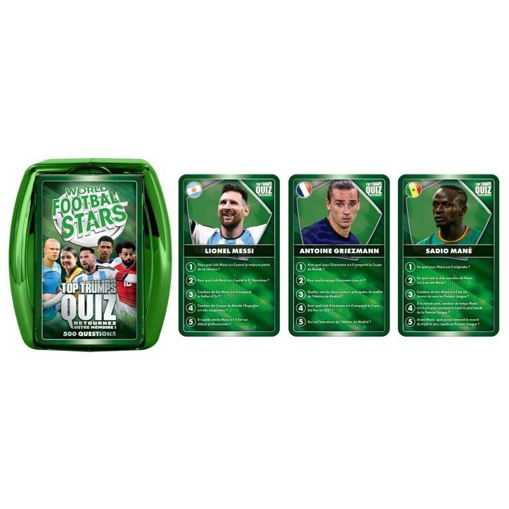 Quiz World Football Stars 2026 - Jeu de cartes - WINNING MOVES - 2 a 6 joueurs - Des 8 ans Quiz World Football Stars 2026 - Jeu de cartes - WINNING MOVES - 2 a 6 joueurs - Des 8 ans
