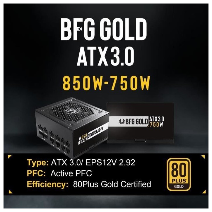 BITFENIX BFG GOLD 850W (80+ Gold) ATX 3.0 - Alimentation PC - 850W BITFENIX BFG GOLD 850W (80+ Gold) ATX 3.0 - Alimentation PC - 850W