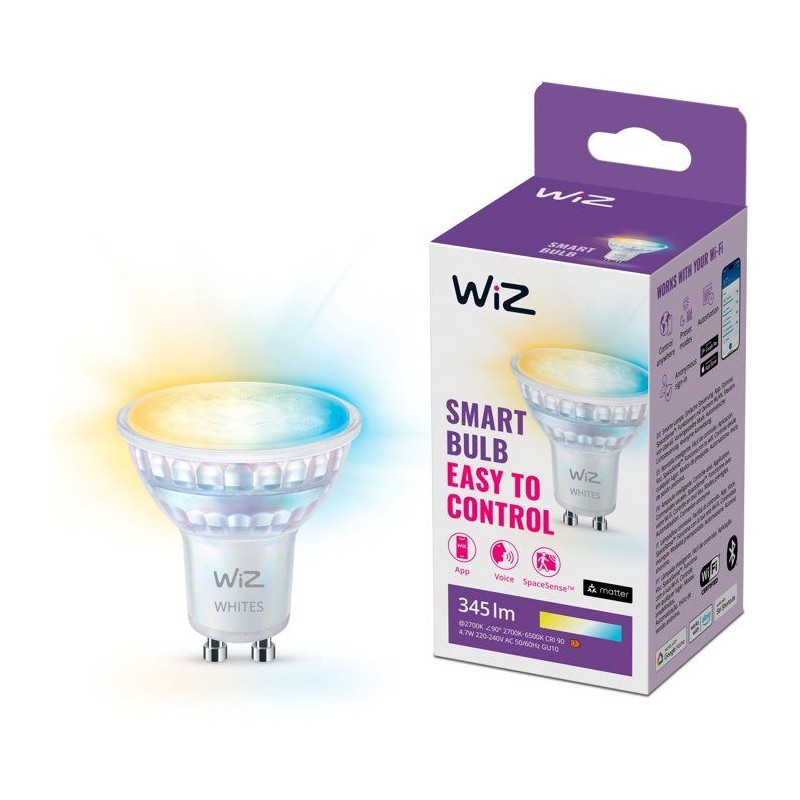 Spot - WIZ - GU10 - 50 W - Lumiere blanche et colorée - Wifi