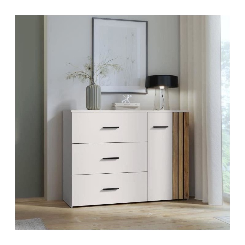Commode WAIKATO 3 Tiroirs - Décor Cachemire - L120 x P41x H90 cm