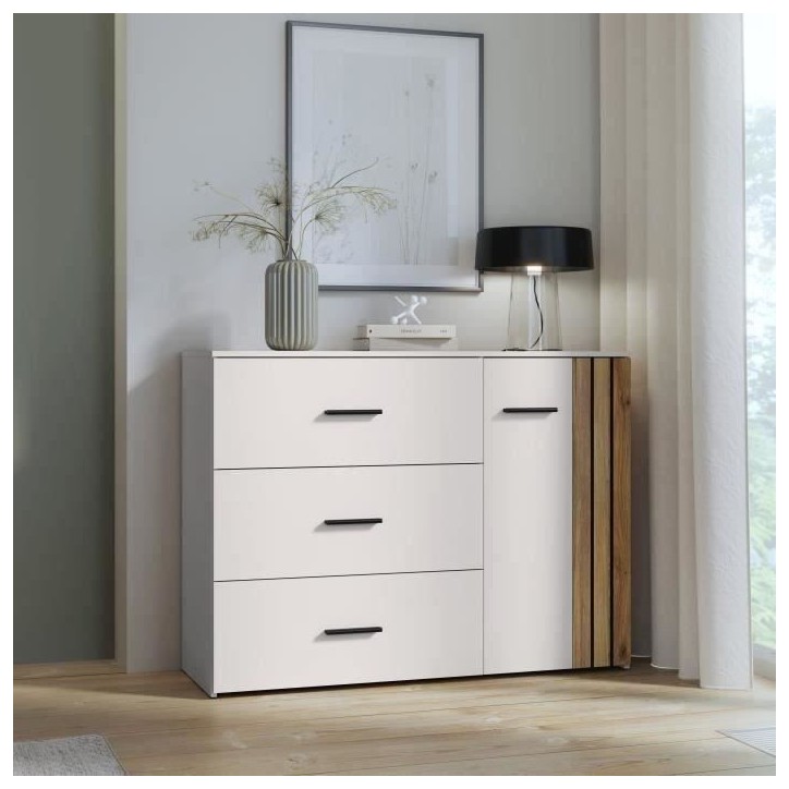 Commode WAIKATO 3 Tiroirs - Décor Cachemire - L120 x P41x H90 cm Commode WAIKATO 3 Tiroirs - Décor Cachemire - L120 x P41x H90 cm