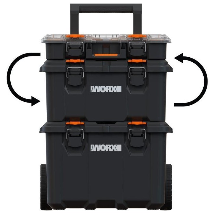 Systeme modulaire 3 en 1 - WORW BY KETER - STACK N ROLL - 48 x 39 x 69,5 cm - Noir Systeme modulaire 3 en 1 - WORW BY KETER - STACK N ROLL - 48 x 39 x 69,5 cm - Noir