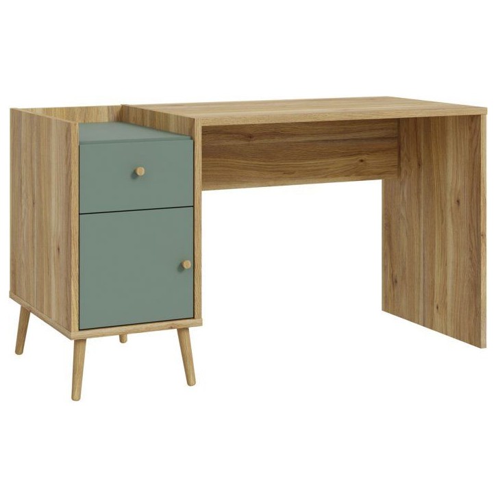 Bureau droit WHENUA - Chene/ Vert sauge - 139,6 x 77,3 x 60 cm Bureau droit WHENUA - Chene/ Vert sauge - 139,6 x 77,3 x 60 cm