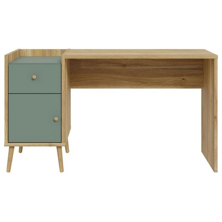 Bureau droit WHENUA - Chene/ Vert sauge - 139,6 x 77,3 x 60 cm Bureau droit WHENUA - Chene/ Vert sauge - 139,6 x 77,3 x 60 cm