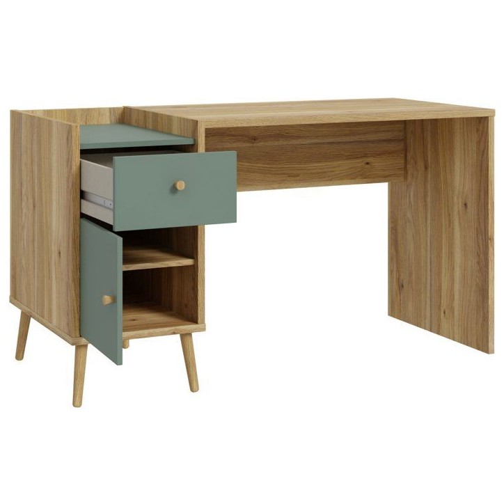 Bureau droit WHENUA - Chene/ Vert sauge - 139,6 x 77,3 x 60 cm Bureau droit WHENUA - Chene/ Vert sauge - 139,6 x 77,3 x 60 cm