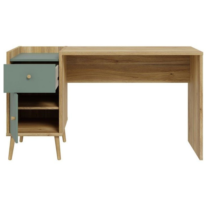 Bureau droit WHENUA - Chene/ Vert sauge - 139,6 x 77,3 x 60 cm Bureau droit WHENUA - Chene/ Vert sauge - 139,6 x 77,3 x 60 cm