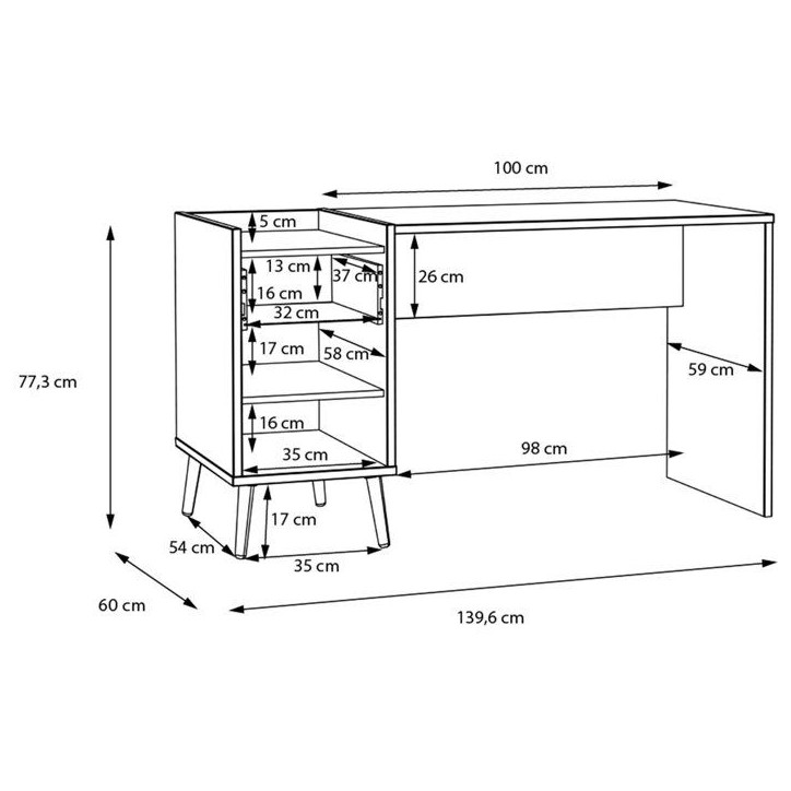 Bureau droit WHENUA - Chene/ Vert sauge - 139,6 x 77,3 x 60 cm Bureau droit WHENUA - Chene/ Vert sauge - 139,6 x 77,3 x 60 cm