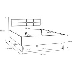 Lit double adulte WHENUA - 140 x 200 cm - Tete de lit en tissu - Vert