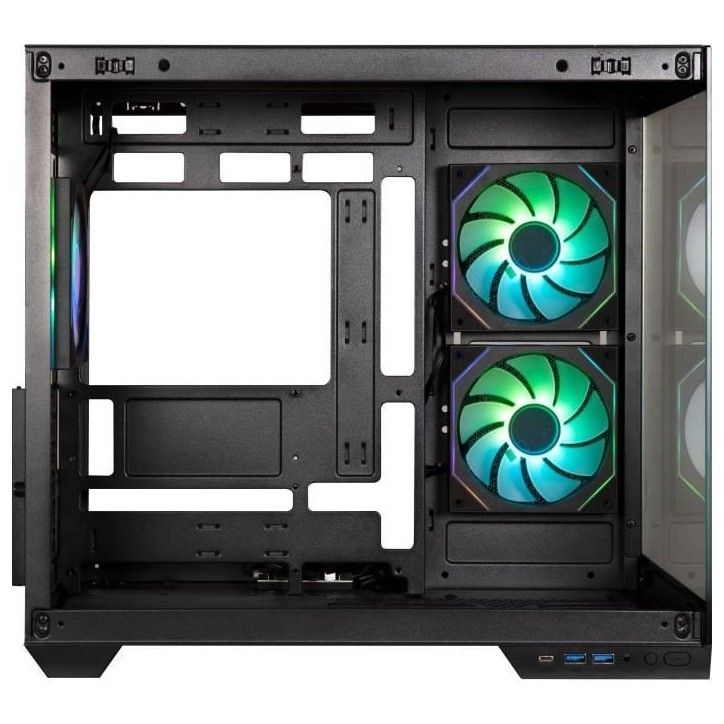 Boîtier PC - BITFENIX - Triton - Cube - ATX - Noir - Verre trempé - USB-C et A-RGB