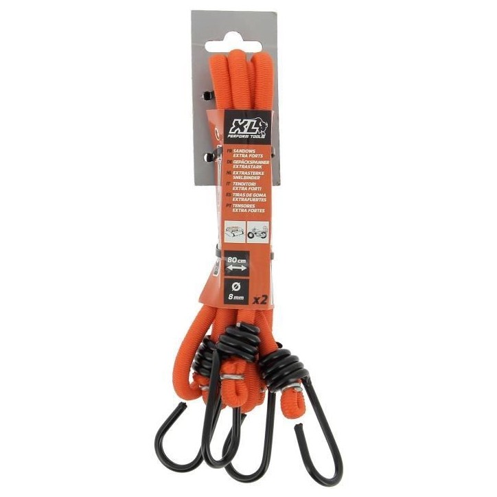 Lot de 2 Sandows / Tendeurs - XL PERFORM TOOLS - Diametre 10 mm - Longueur 80 cm Lot de 2 Sandows / Tendeurs - XL PERFORM TOOLS - Diametre 10 mm - Longueur 80 cm