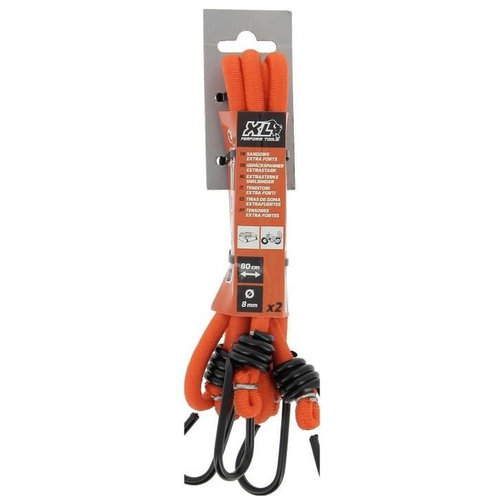 Lot de 2 Sandows / Tendeurs - XL PERFORM TOOLS - Diametre 10 mm - Longueur 80 cm Lot de 2 Sandows / Tendeurs - XL PERFORM TOOLS - Diametre 10 mm - Longueur 80 cm