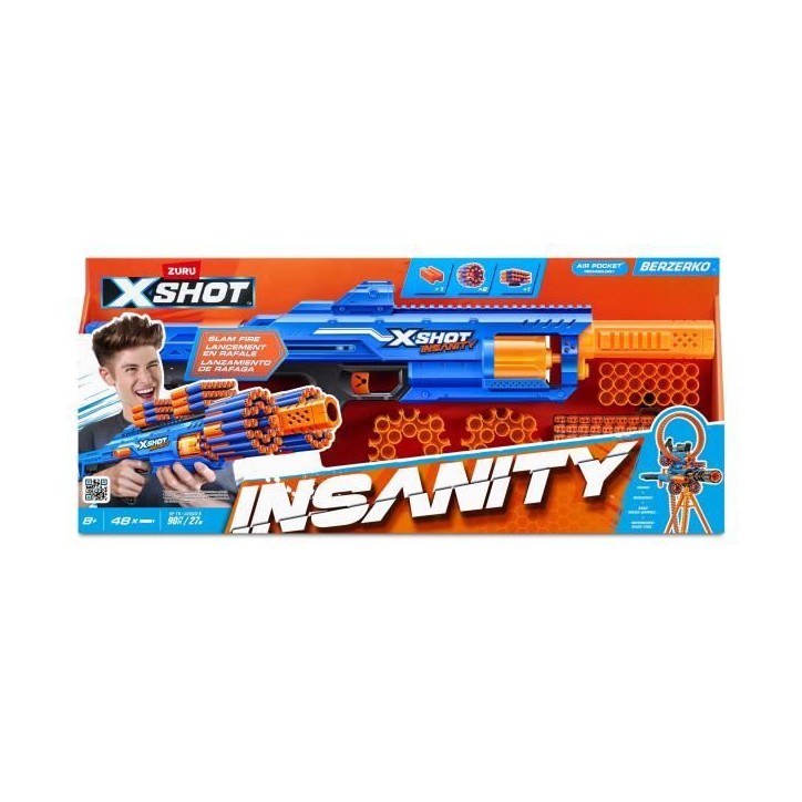 Blaster a Tir Rapide - ZURU - XSHOT Insanity Berzerko - Blaster a canon rotatif avec 8 fléchettes et tir rapide jusqu'a 27 metr Blaster a Tir Rapide - ZURU - XSHOT Insanity Berzerko - Blaster a canon rotatif avec 8 fléchettes et tir rapide jusqu'a 27 metr