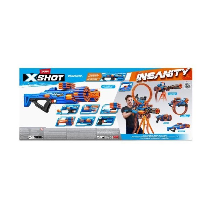 Blaster a Tir Rapide - ZURU - XSHOT Insanity Berzerko - Blaster a canon rotatif avec 8 fléchettes et tir rapide jusqu'a 27 metr Blaster a Tir Rapide - ZURU - XSHOT Insanity Berzerko - Blaster a canon rotatif avec 8 fléchettes et tir rapide jusqu'a 27 metr