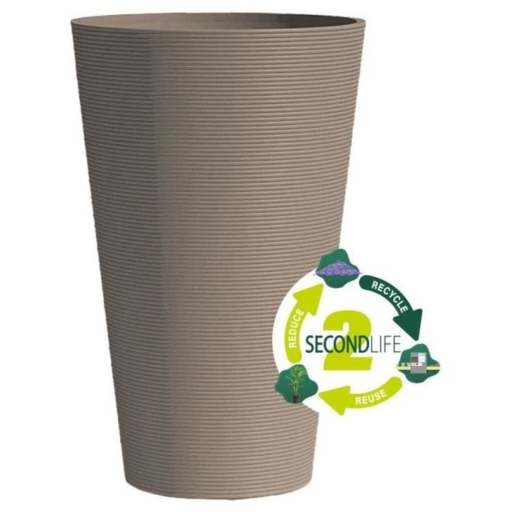 Pot de fleurs haut - GARDEN ID - Green Care Sense Haut Taupe - 55 cm - Garantie de 10 ans - 100% recyclé - Résistance UV et ge Pot de fleurs haut - GARDEN ID - Green Care Sense Haut Taupe - 55 cm - Garantie de 10 ans - 100% recyclé - Résistance UV et ge