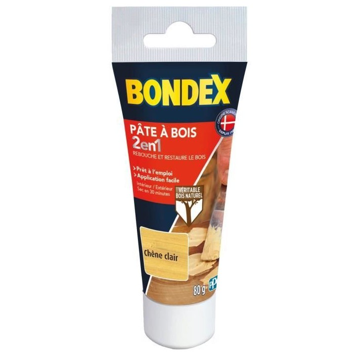 Pâte a bois 2 en 1 - BONDEX - Chene clair - 80 gr