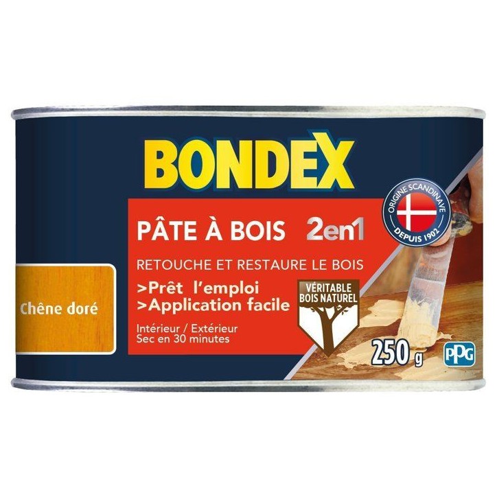 Pâte a bois 2 en 1 Chene doré - BONDEX - 250g Pâte a bois 2 en 1 Chene doré - BONDEX - 250g