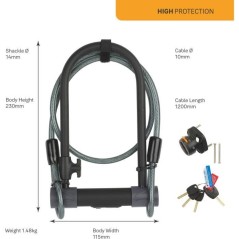 Antivol U a clé de Sécurité + Câble pour Vélo et VTT - YALE - YUL