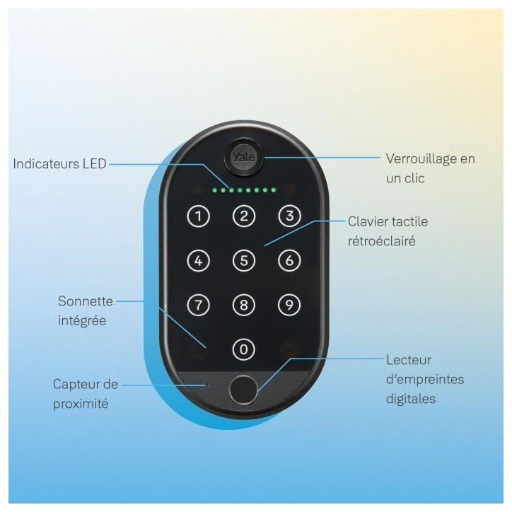 Clavier connecté - YALE - Biométrique - Jusqu'a 10 utilisateurs sur le clavier Clavier connecté - YALE - Biométrique - Jusqu'a 10 utilisateurs sur le clavier