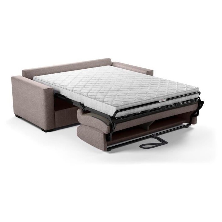 Canapé convertible express - MARIUS - Tissu Beige - matelas 14cm - 190 x 100 x 87 cm