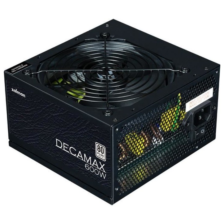 Alimentation PC - ZALMAN - DecaMax 600W - 80+ - Non modulaire - Ventilateur 120mm - Noir Alimentation PC - ZALMAN - DecaMax 600W - 80+ - Non modulaire - Ventilateur 120mm - Noir
