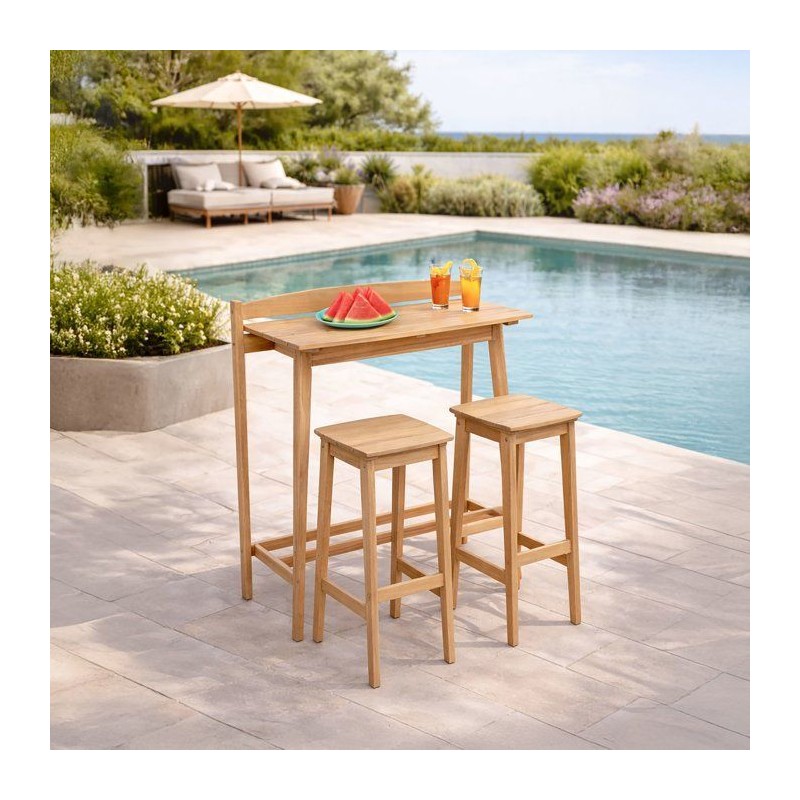 Ensemble bar de jardin - ZANZIBAR - Bois d'Acacia FSC - 1 table haute