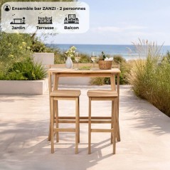 Ensemble bar de jardin - ZANZIBAR - Bois d'Acacia FSC - 1 table haute