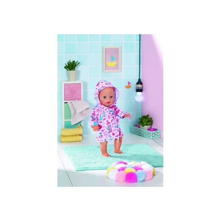 Peignoir - BABY BORN - Motif parc aquatique - Avec capuche et cintre - Pour poupon 43cm Peignoir - BABY BORN - Motif parc aquatique - Avec capuche et cintre - Pour poupon 43cm